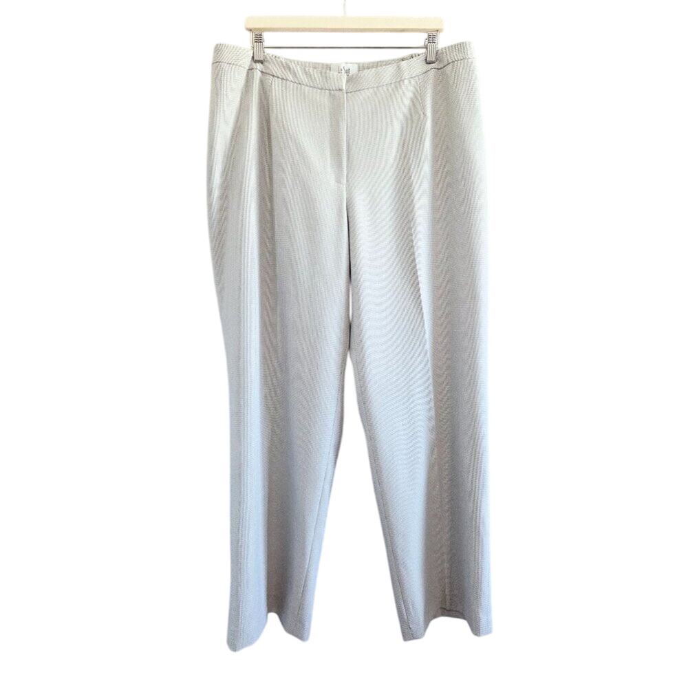 Le Suit Woman Separates Dress Pants Size 18W Taupe Gray Micro Plaid